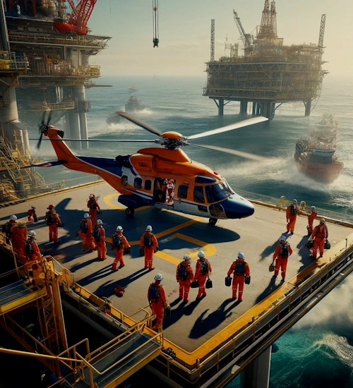 Helicopter crew change